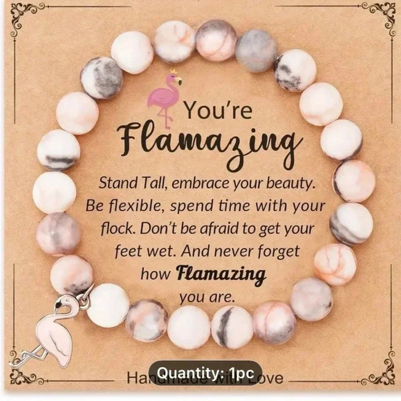 Flemming Bracelet Pink Brown Gray Earthtones Beads - Picture 7 of 9